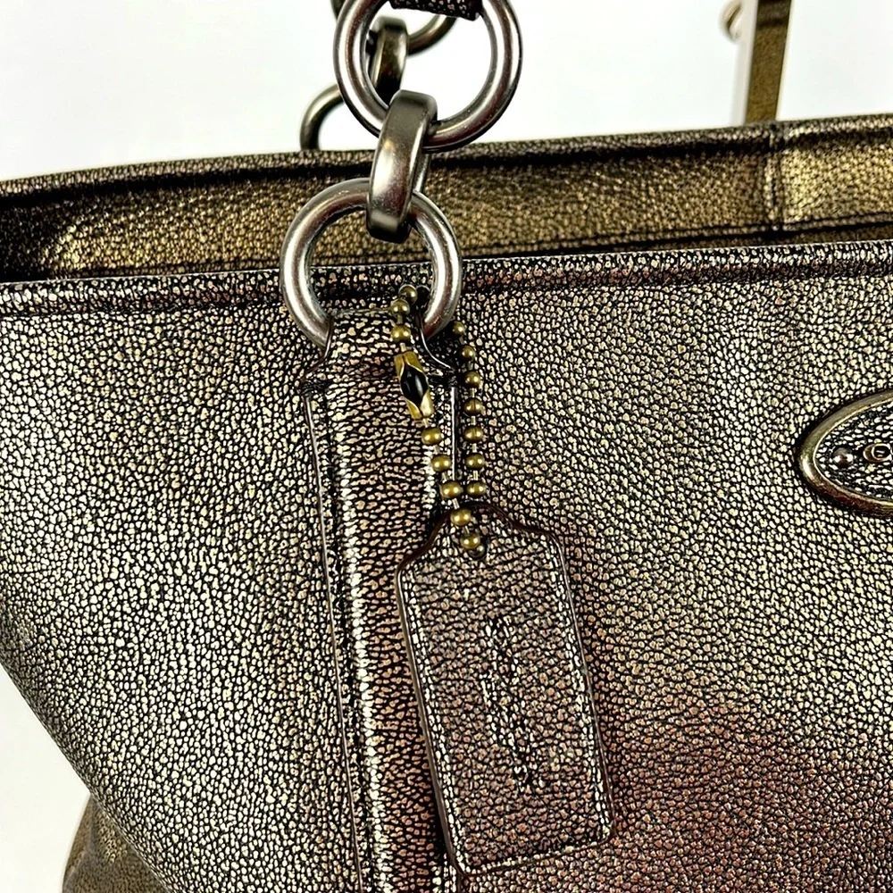 Coach Chicago Ellis Metallic Bronze Pebble Leather Large Tote Bag